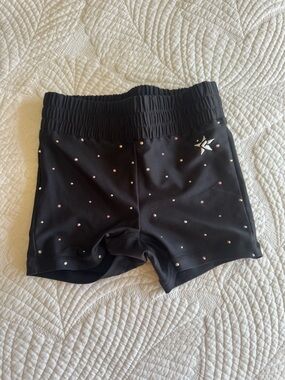 Black Kids' Stretch Performance Shorts with Rhinestone Accents
